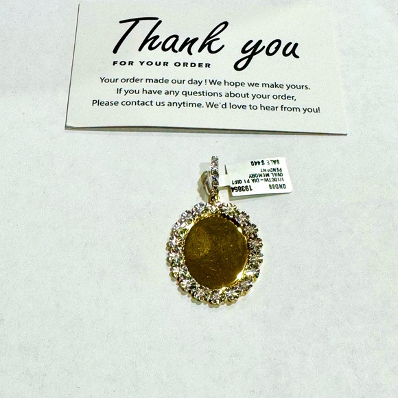 Gold Vermeil REAL DIAMOND Memory Charm, Keepsake Picture Pendant, Unisex Jewelry - Picture 1 of 9